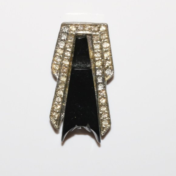 Black and Clear Rhinestone Shirt Dress Clip - Picture 2 of 9